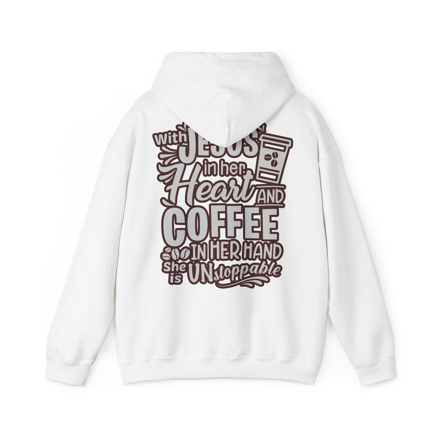 Hooded Sweatshirt - 'Jesus in her heart-Coffee in her hand'