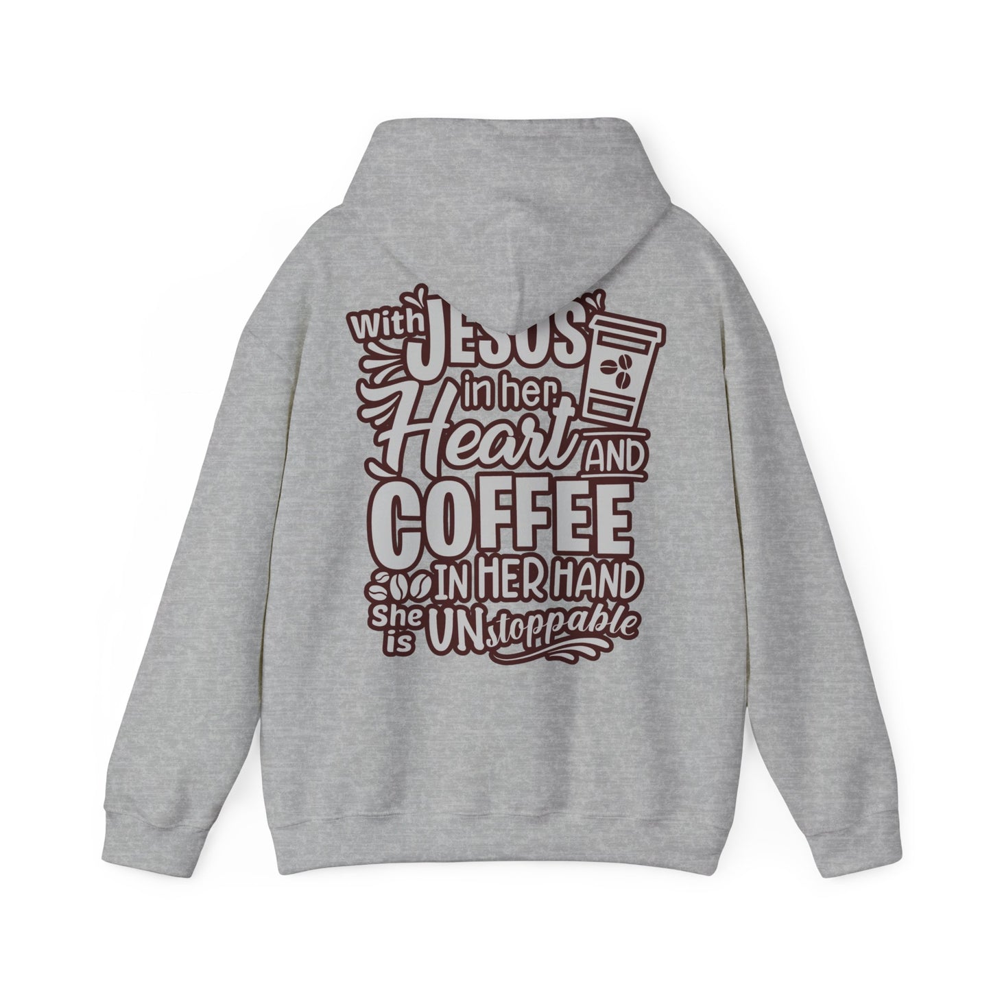 Hooded Sweatshirt - 'Jesus in her heart-Coffee in her hand'