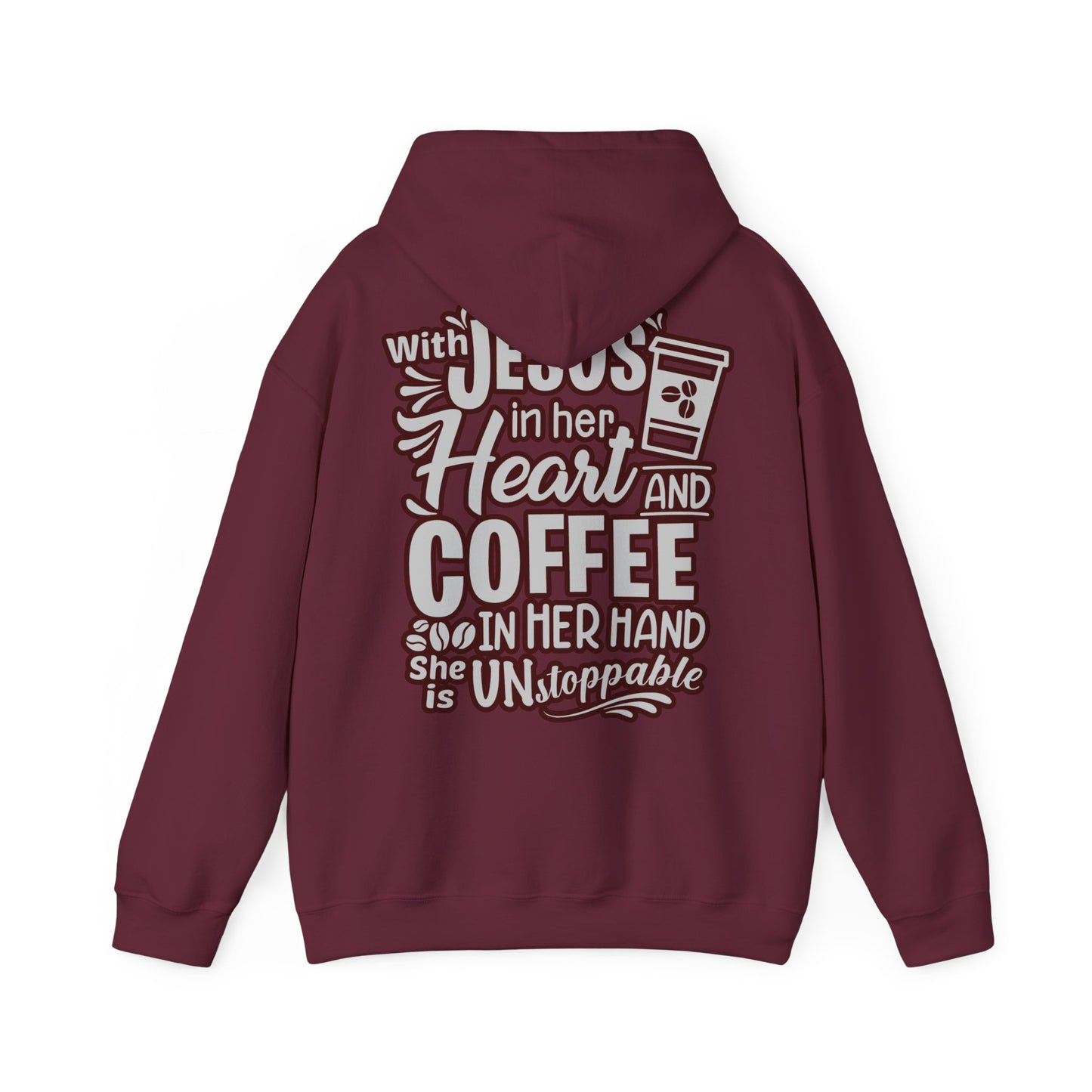 Hooded Sweatshirt - 'Jesus in her heart-Coffee in her hand'
