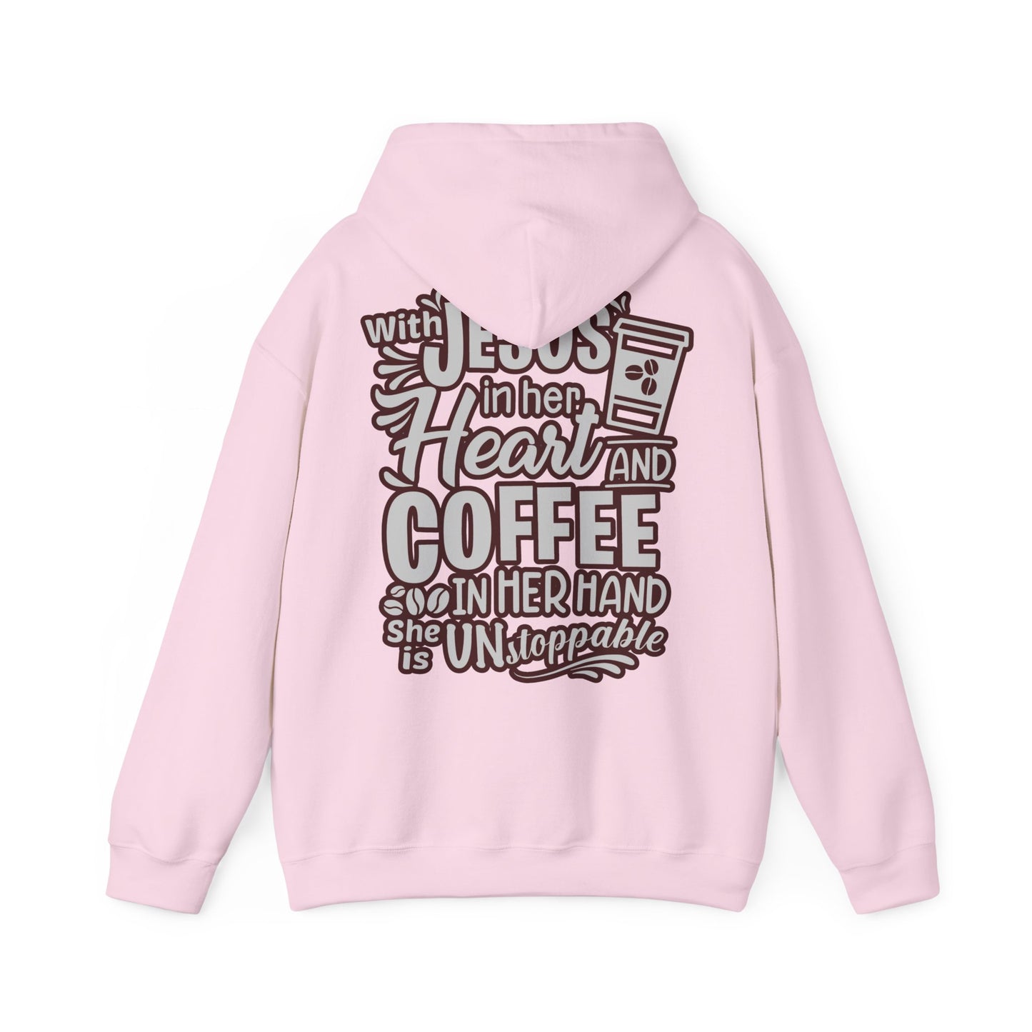 Hooded Sweatshirt - 'Jesus in her heart-Coffee in her hand'