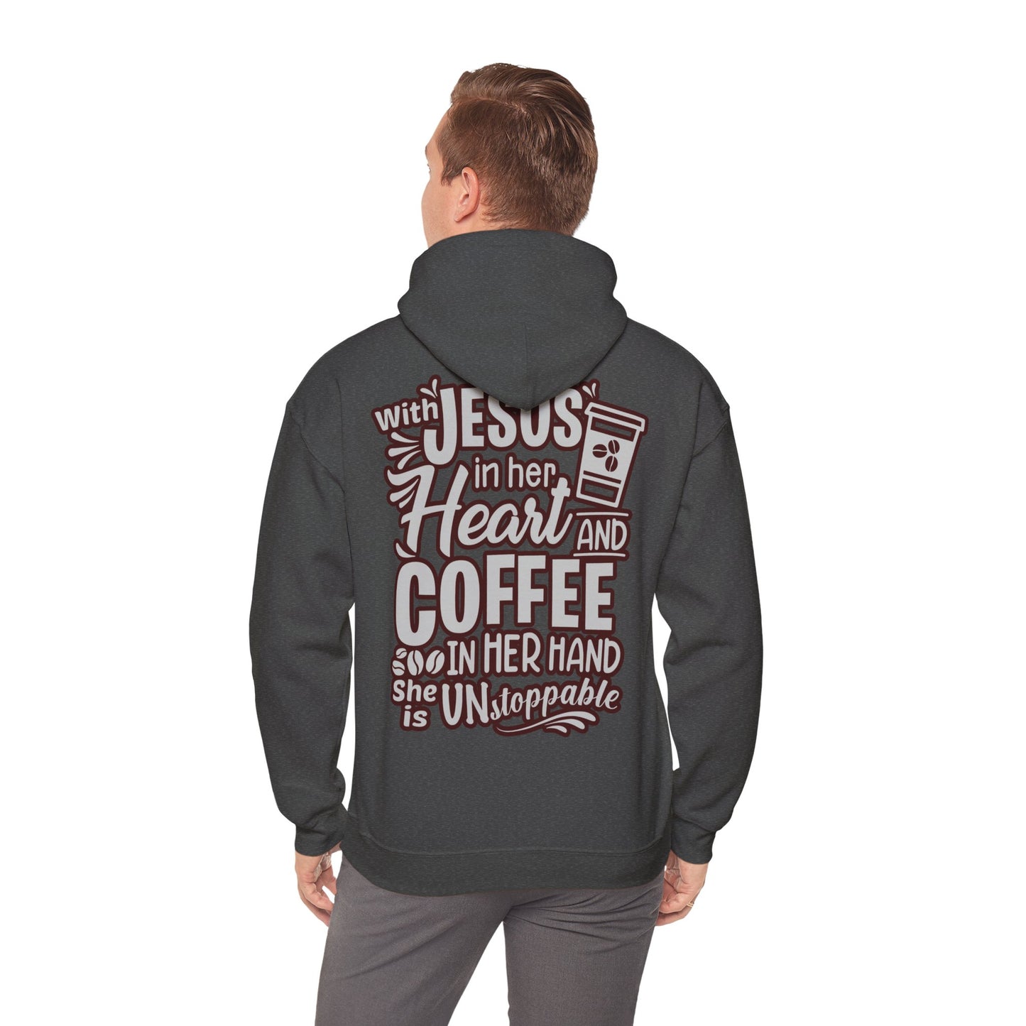Hooded Sweatshirt - 'Jesus in her heart-Coffee in her hand'