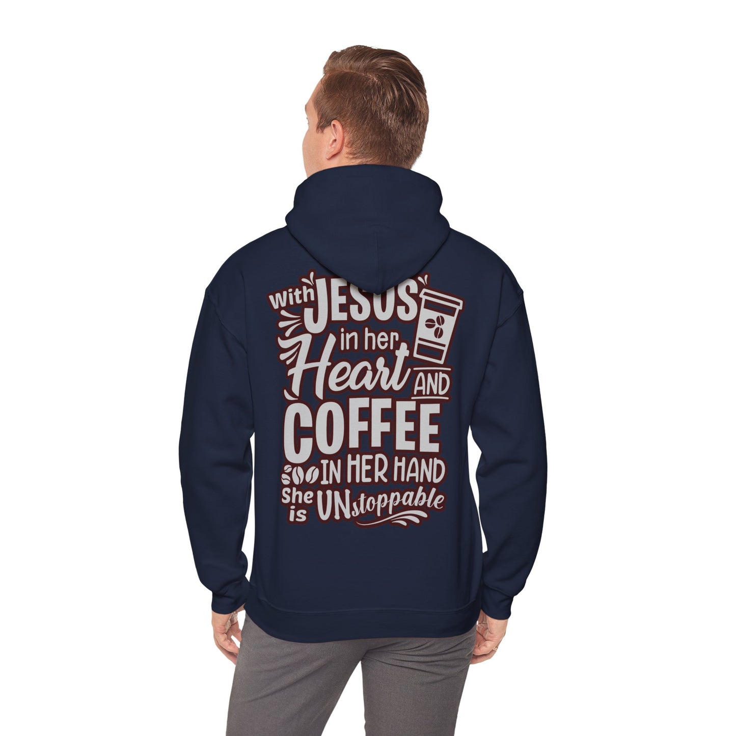 Hooded Sweatshirt - 'Jesus in her heart-Coffee in her hand'