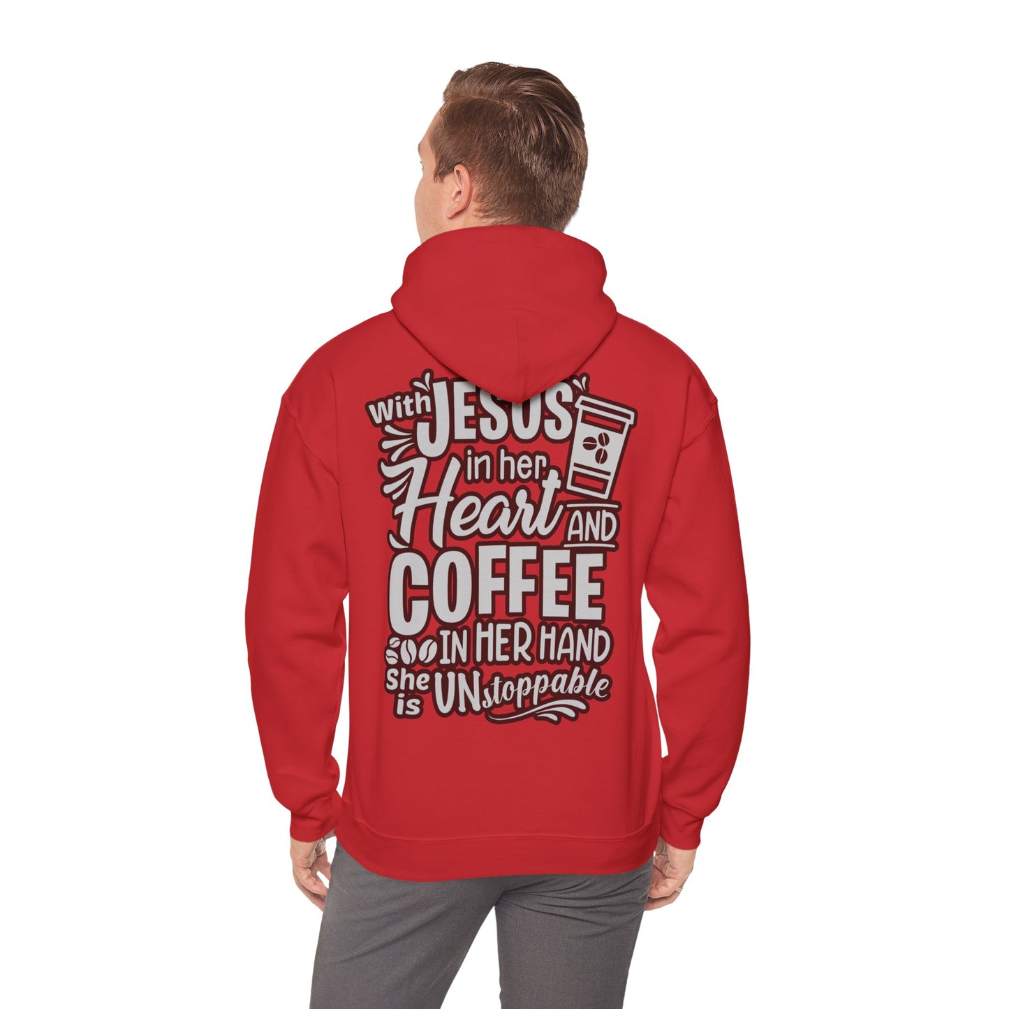 Hooded Sweatshirt - 'Jesus in her heart-Coffee in her hand'