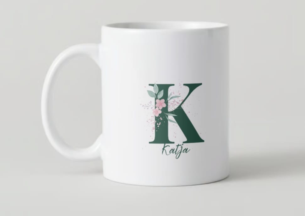 Personalised mugs with flower designs - Letters with Names