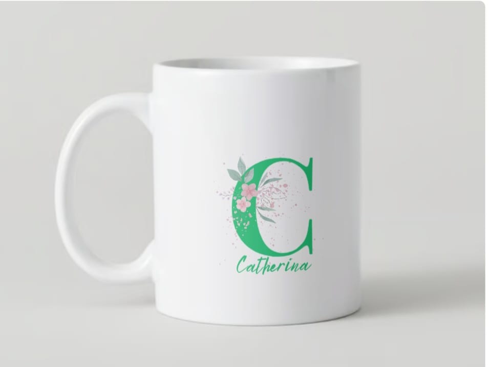 Personalised mugs with flower designs - Letters with Names