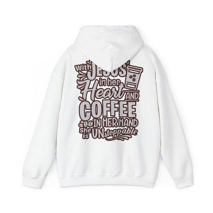 Hooded Sweatshirt - 'Jesus in her heart-Coffee in her hand'