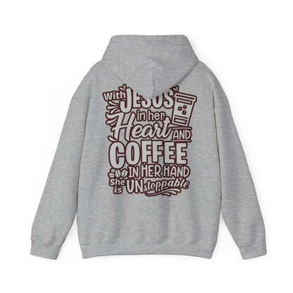 Hooded Sweatshirt - 'Jesus in her heart-Coffee in her hand'