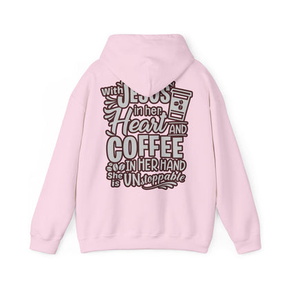 Hooded Sweatshirt - 'Jesus in her heart-Coffee in her hand'
