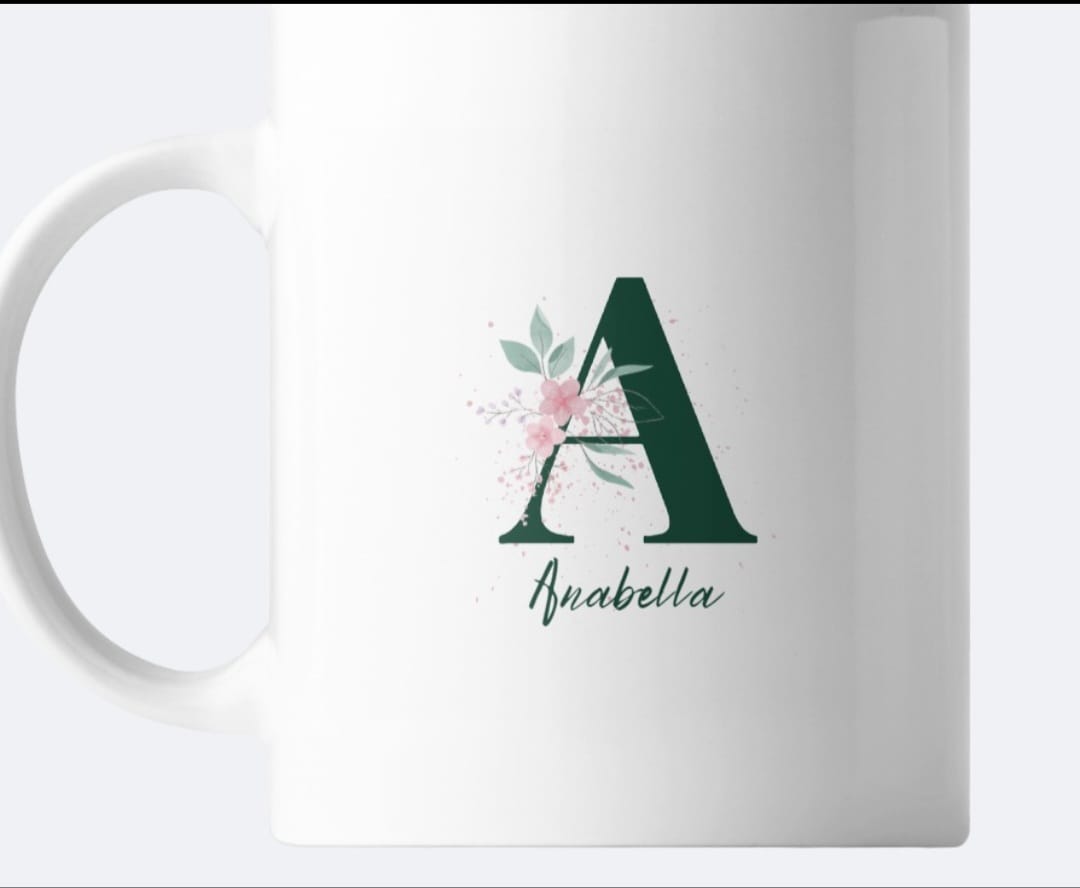 Personalised mugs with flower designs - Letters with Names